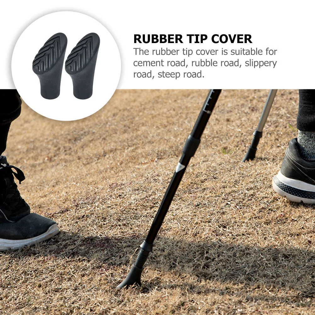 

4pcs Trekking Pole Tip Protector Rubber Cover For Hiking Sticks Non-Slip Walking Pole Accessories Durable Alpenstock Cover