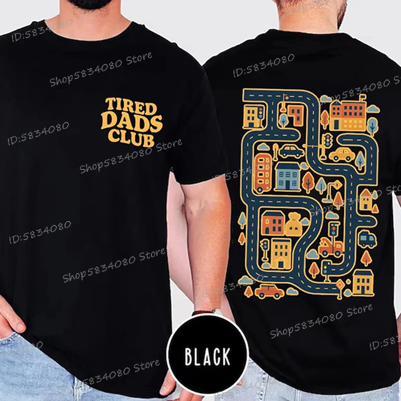 Tired Dads Club Shirt Men Creative Printing Short Sleeve Vintage Tees Mens Clothing Father's Day Gifts Tired Dads Club T-shirts