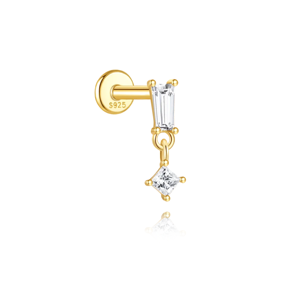 CANNER 1 ST 925 Sterling Zilveren Ketting Kwastje Geometrische CZ Platte Kop Piercing Oor Bot Nagel Voor Vrouwen Ins Ster Maan Stud oorbel