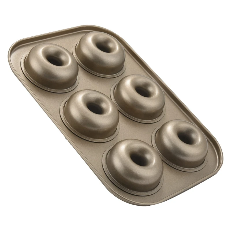 Madeleine Pan,Non-Stick Donut Pan, 2 Pieces Donut Baking Tray, Carbon Steel Donut Mold, Donut Baking Dish Bag Mould 6 Doughnuts