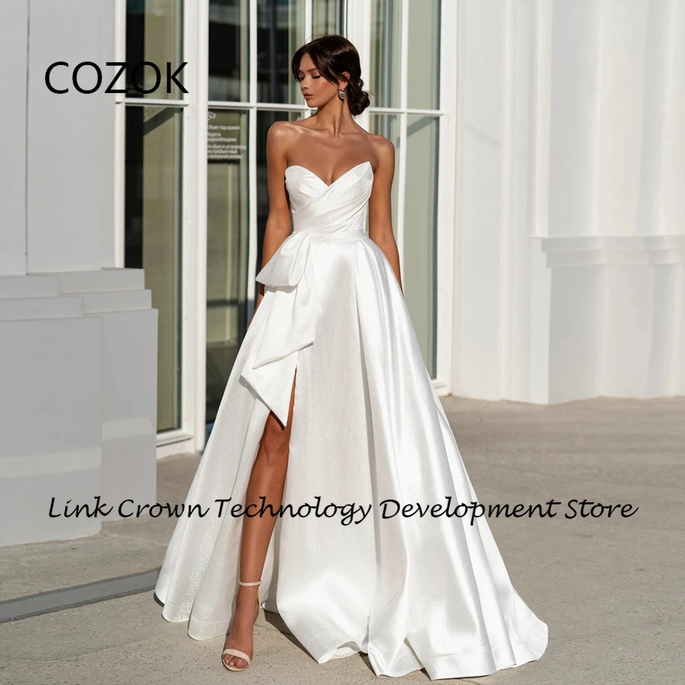 

COZOK Strapless Wedding Dresses for Women Side Slit High Quality Bridal Gowns with Court Train 2024 Summer Vestido Novia New