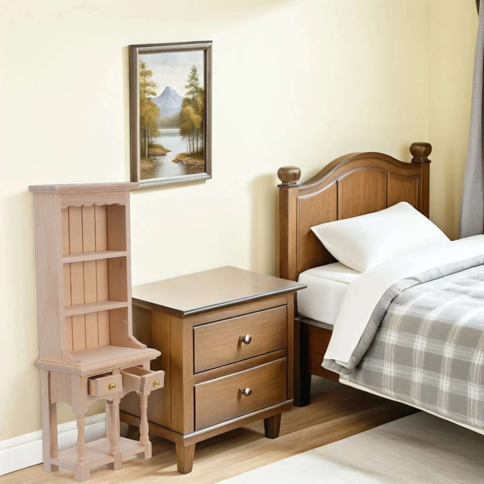 

Миниатюрный деревянный книжный шкаф для кукольного домика, декоративная мини-мебель, книжная полка для интерьера