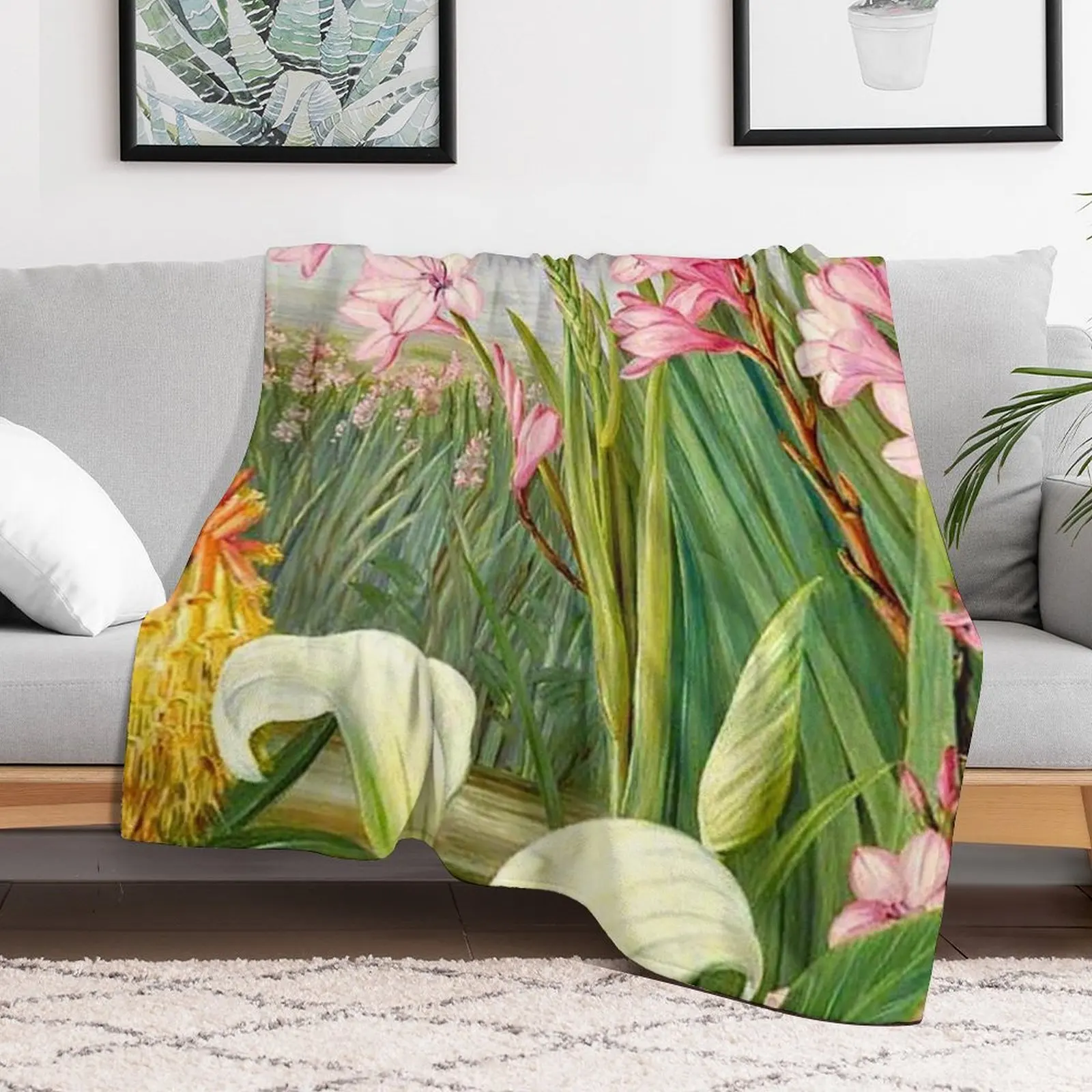

Beauties of the Swamps, fine art by Marianne North Throw Blanket Shaggy Bed Fashionable for babies Summer Beddings Blankets
