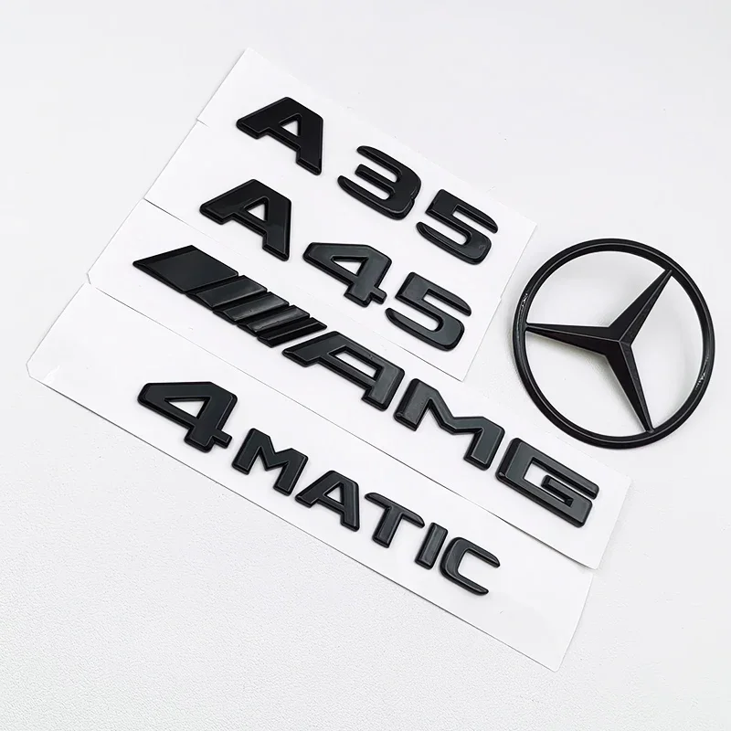 

3D ABS Black A35 A45 A160 A180 A200 A250 Logo Letters 4MATIC Badge For Mercedes Benz W176 W177 Car Rear Star Sticker AMG Emblem