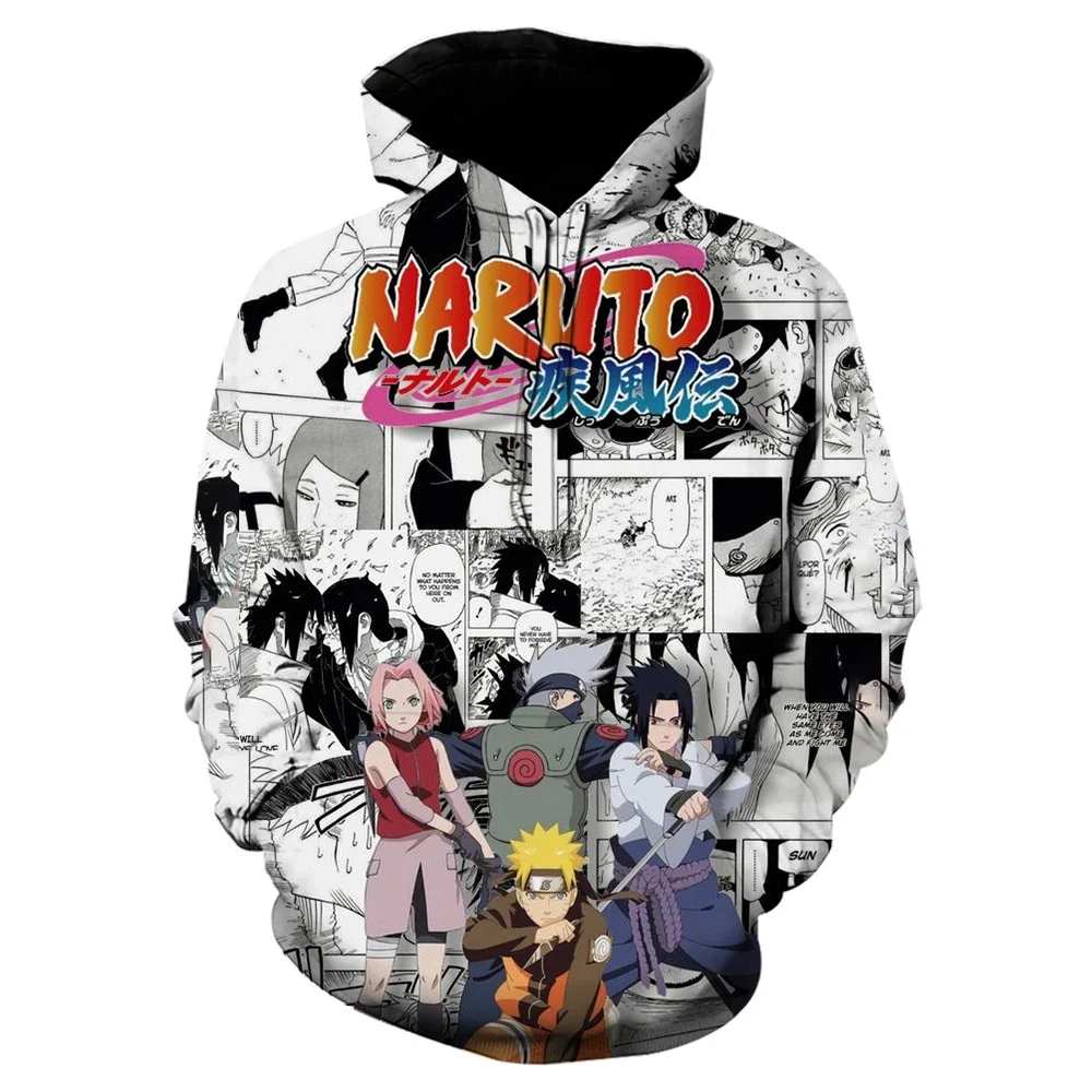 MINISO Boys and Girls Hoodies Akatsuki Men's Hoodies 3D Printed Naruto Pullover Oversized Men's Hoodies Sasuke Men's Clothing