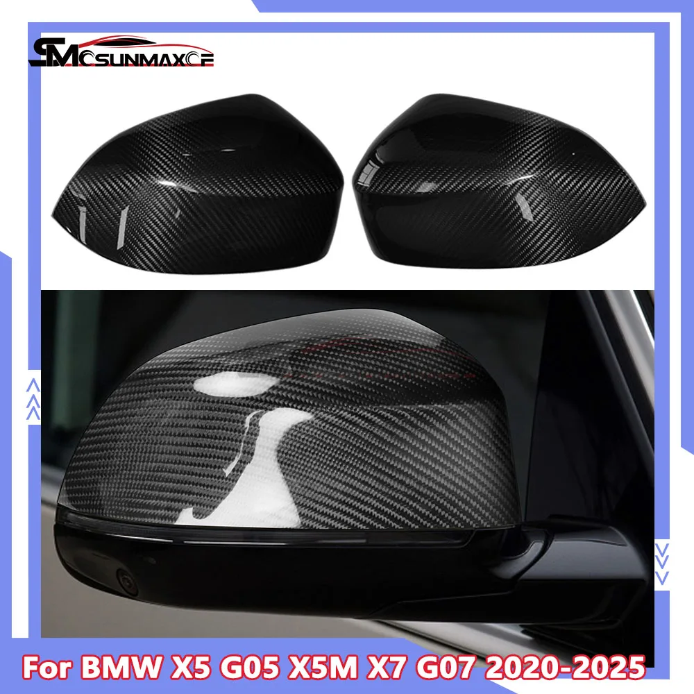 

For BMW X5 G05 X5M F95 X7 G07 2020-2025 Dry Carbon Fiber Side Mirror Caps Rearview Mirror Cover Car Accessories
