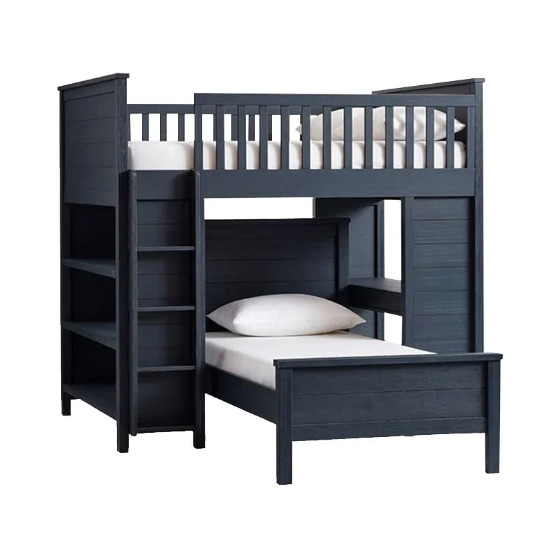 Teenagers and childrensolid , wood elevated bed, combined bed under bed and table, double-layer mother-child bed