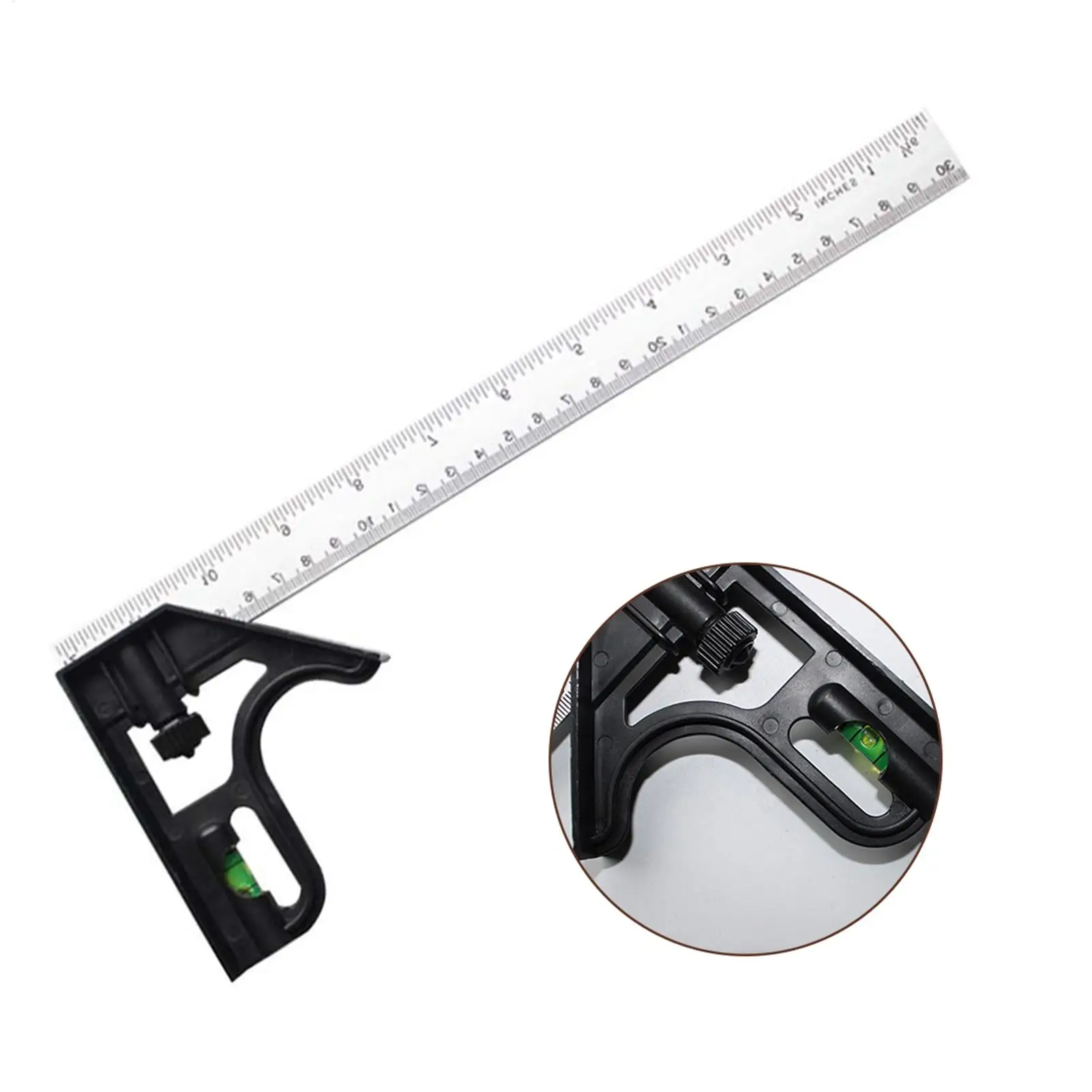 Stainless Steel Angle Combination Square Ruler Mobile Horizontal Movable 45 Degree Right Carpenter Level Moving Woodworking