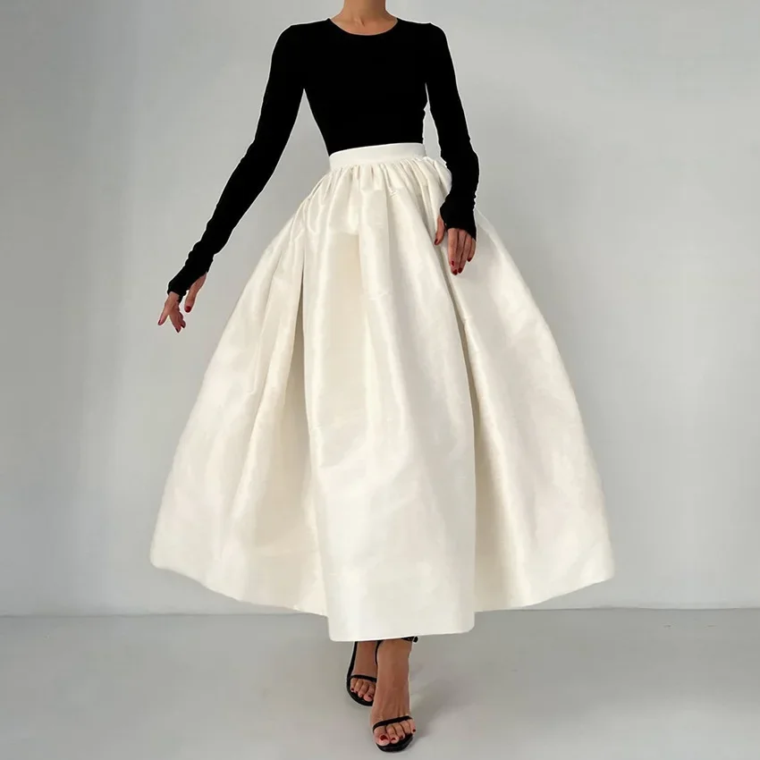 

Новая женская длинная юбка А-силуэта с высокой талией, однотонная, плиссированная, элегантная, для офиса и вечеринок, коллекция 2026 года