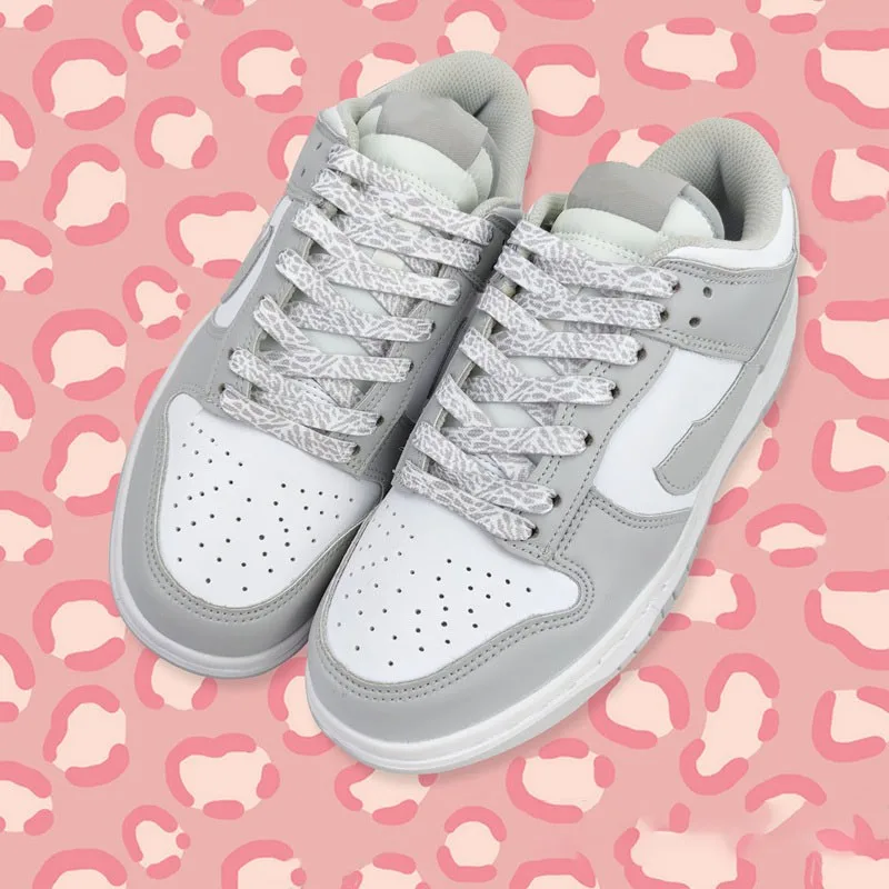 Schuhbänder für Schuhe, mit Rissmuster, flach, Leopardenmuster, Zementfarben, Flammenrot, bedruckte Schuhbänder für Damen und Herren. – Detail 6