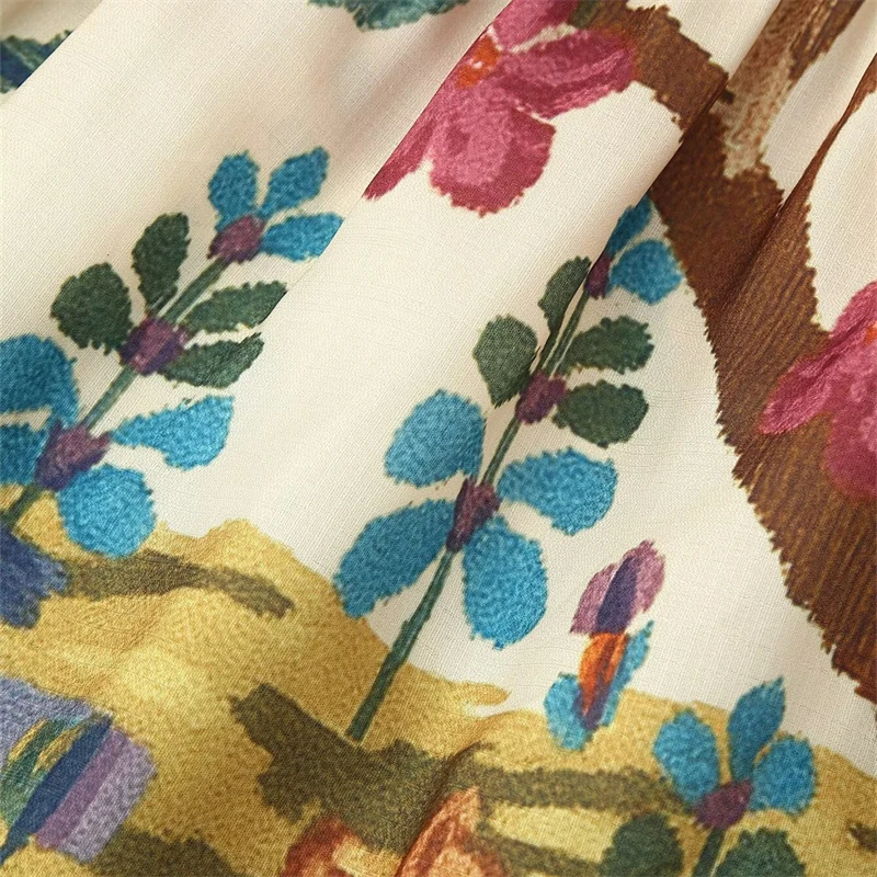 Keyanketian 2025 novo pintado à mão impressão plissado cintura elástica sem mangas vestidos midi estilo retro magro em camadas uma linha vestido longo