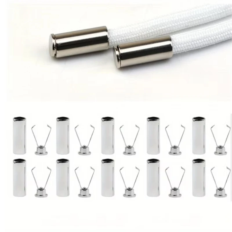 20 Sets Metal Rope Ends Stopper Button Cord End Lock Cap Hanging Bell Buckle DIY Bag Shoes Garment Lanyard Accessories