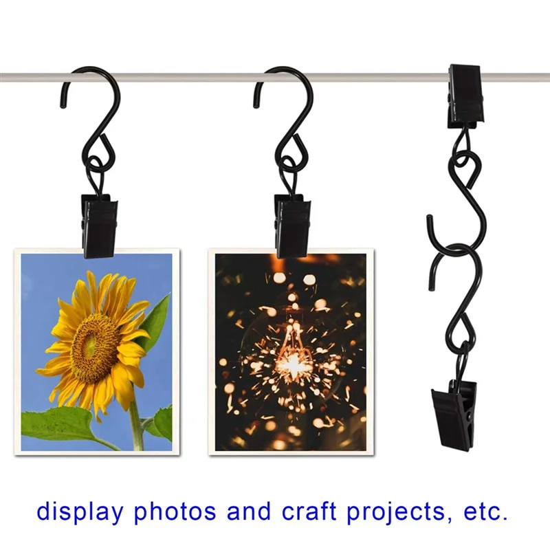 

50Pcs Stainless Steel S Hooks Curtain Clips, Hanging Party Lights Clips, Camping Tents, Courtyards Decoration-AA26