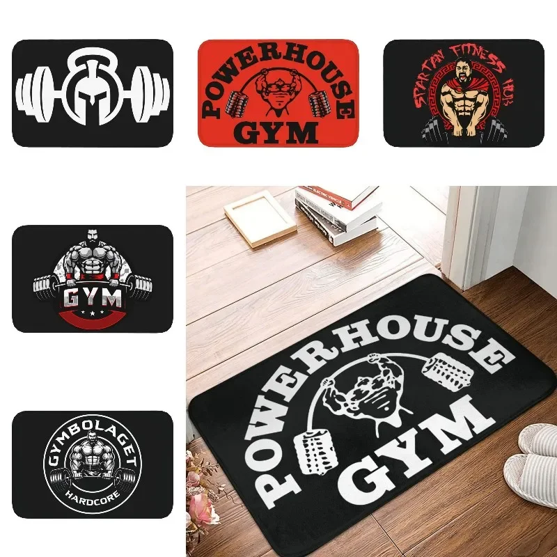 Powerhouse Gym Front Door Mat Anti-Slip Indoor Absorbent Bodybuilding Fitness Muscle Doormat Garden Garage Entrance Rug Carpet