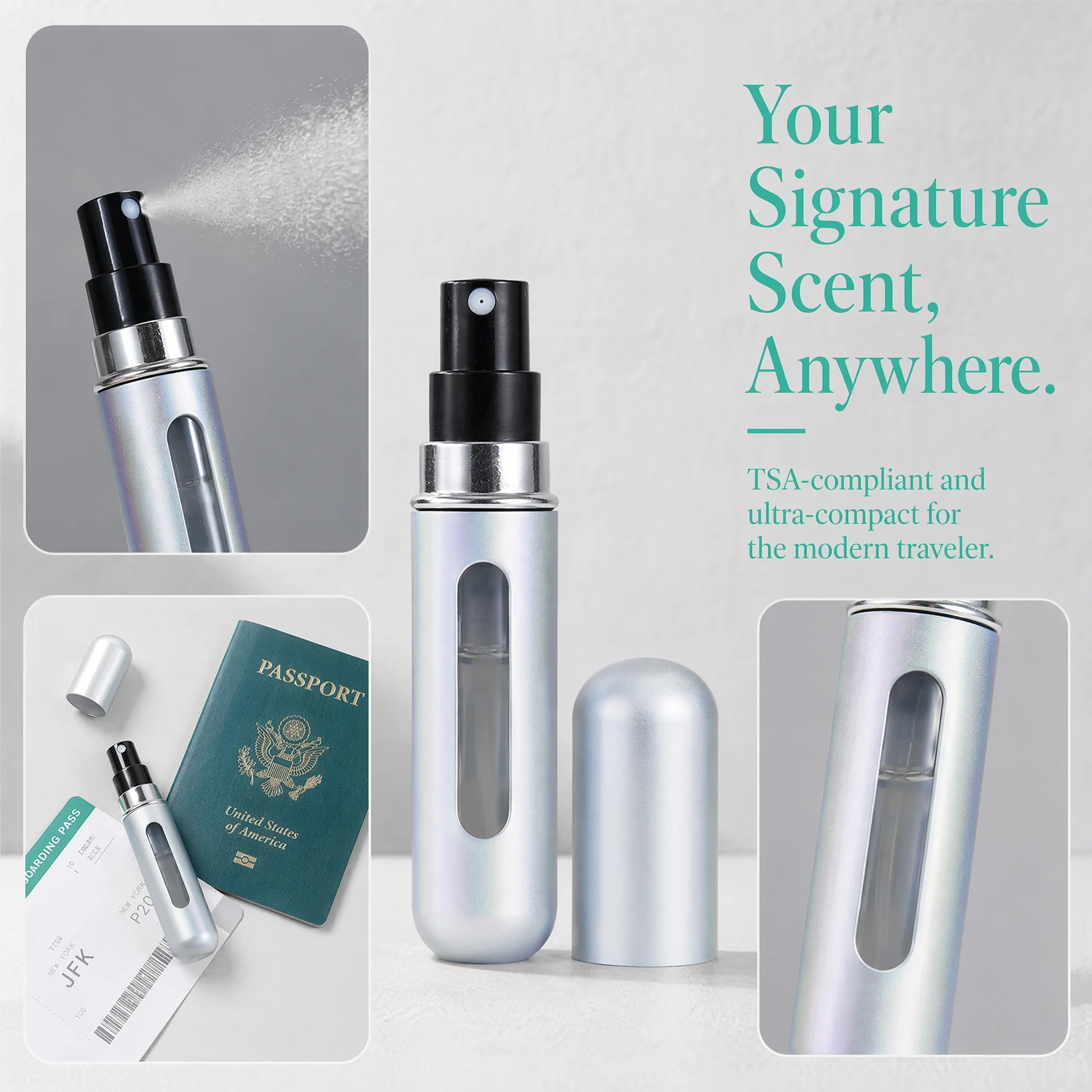 Portable Refillable Perfume Empty Bottles With Spray Scent Pump Portable Travel Empty Cosmetic Containers Mini Spray Atomizer