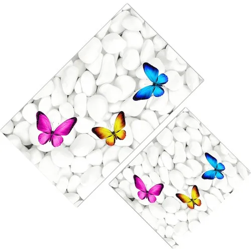 Cici Design White Stone Above Color Butterflies Closet Takımı-60x100-50x60