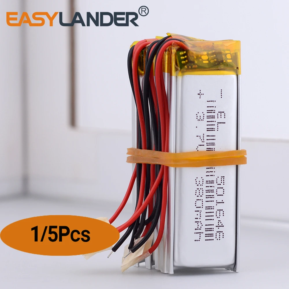 1 Or 5Pcs 3.7V 380mAh 501646 Lithium Polymer LiPo Rechargeable Battery ion cells For Samsung  player small toy headphones