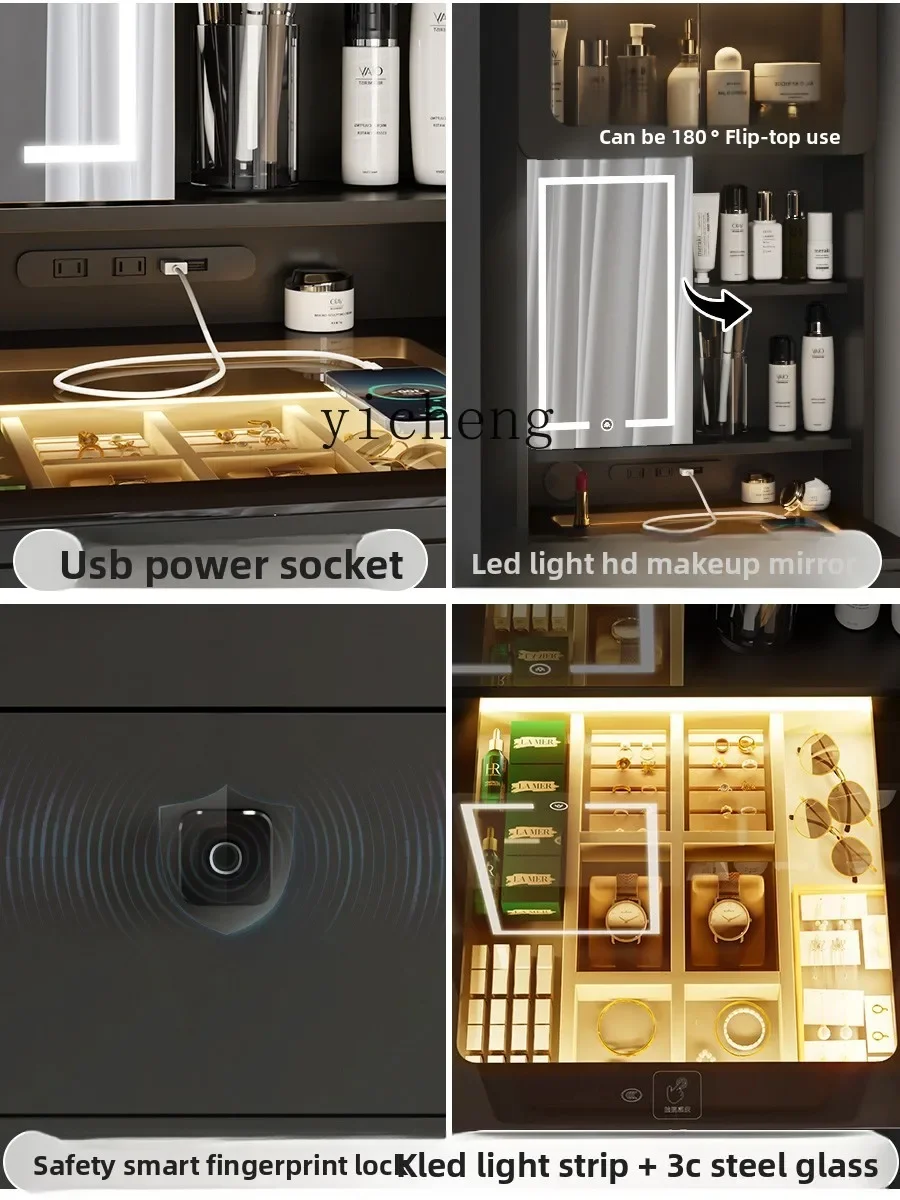 l23 Simple Modern Desk, Dressing Table, Integrated Bedroom, Small Apartment, Dressing Table, Computer Table, Black Advanced 2