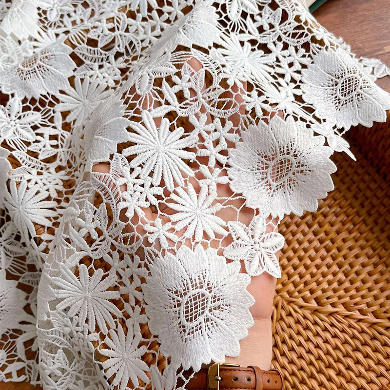 

Чистая белая Водорастворимая Цветочная вышитая кружевная ткань для женщин «сделай сам» скатерть декоративная ткань