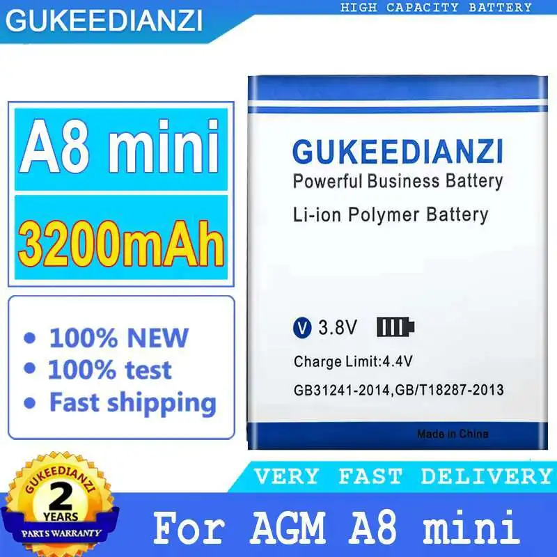 

For Agm A8 Mini Mobile Phone Battery Premium Replacement 3200Mah