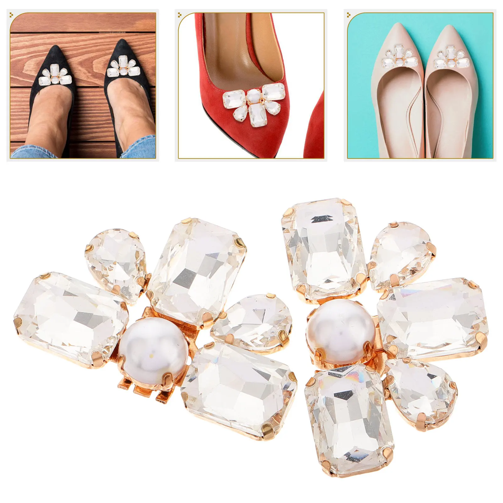 

2Pcs Removable Shoe Buckles High Heel Decorative Accessories Versatile Style Wedding Party Everyday Wear Nonslip