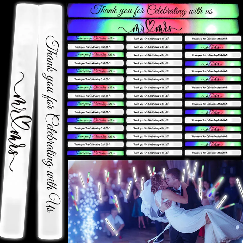 

50-200Pcs Led Foam Glow Sticks Wedding Glow Sticks for Reception Light up Sticks Bulk for Wedding Party Concert Party Supplies