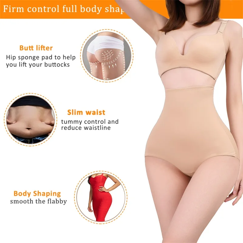 FINETOO High Waist Corset Postpartum Abdominal Panties Ice Silk Seamless Section Slimming Butt Lifting Binding Body Shaper Pants