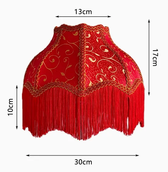 1pc Lampshade with Tassels, Victorian Lampshade, Bottom 30cm Velvet Replacement Lamp, Bell-shaped Scallop Lampshade