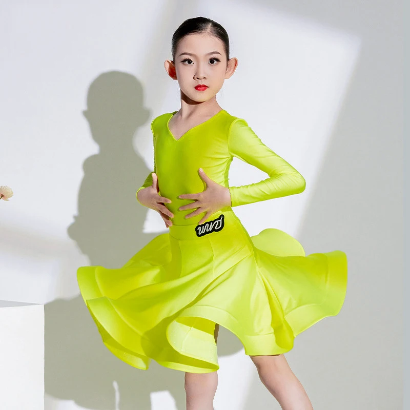 8 Colors Girls National Standard Ballroom Dance Competition Dress Latin Dance Professional Dress Stage Practice Wear SL8864