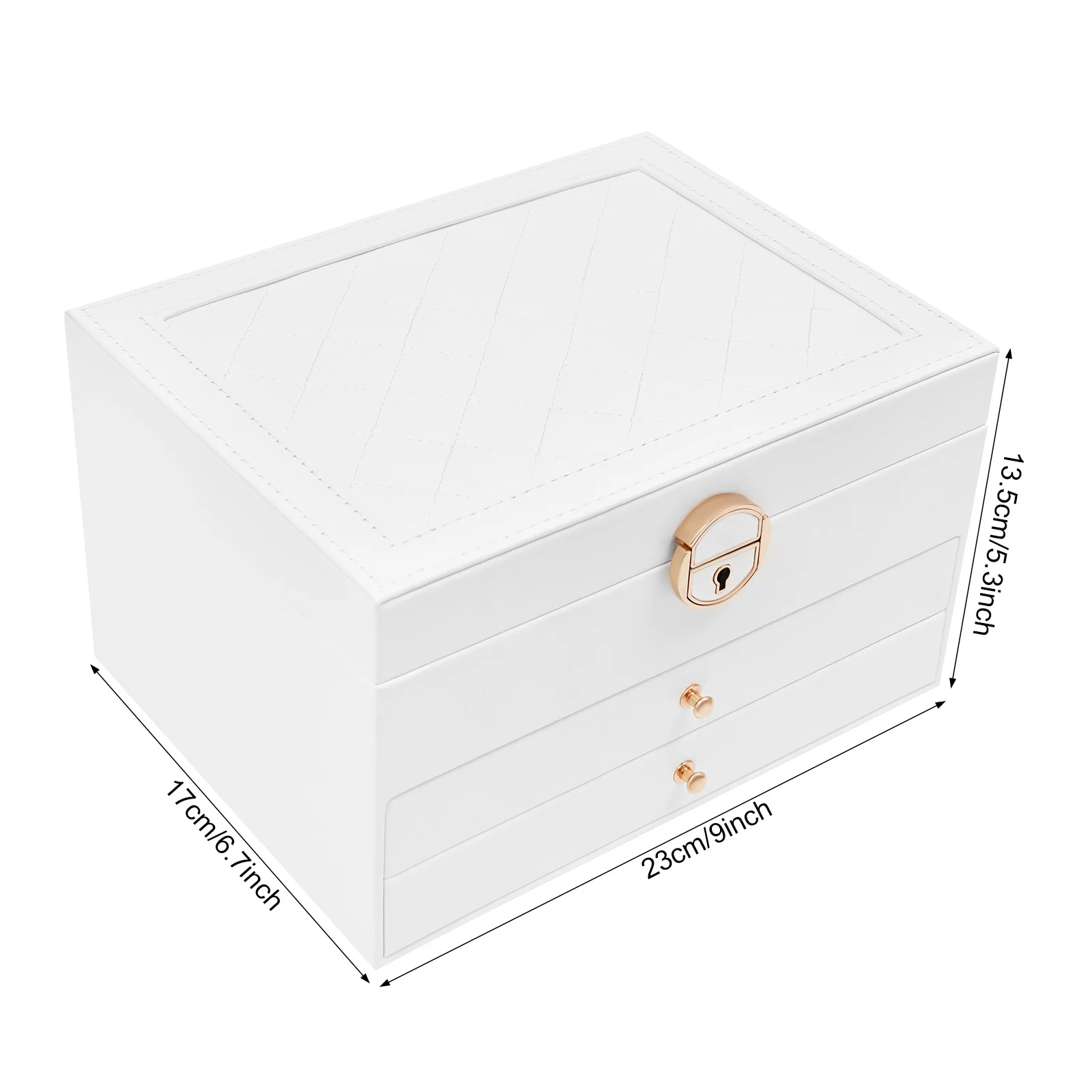 

3 Tiers Watch Box Case for Men Women, Jewelry Organizer Watch Holder Display Case with Drawer, PU Watch Storage Box with Pillow-White