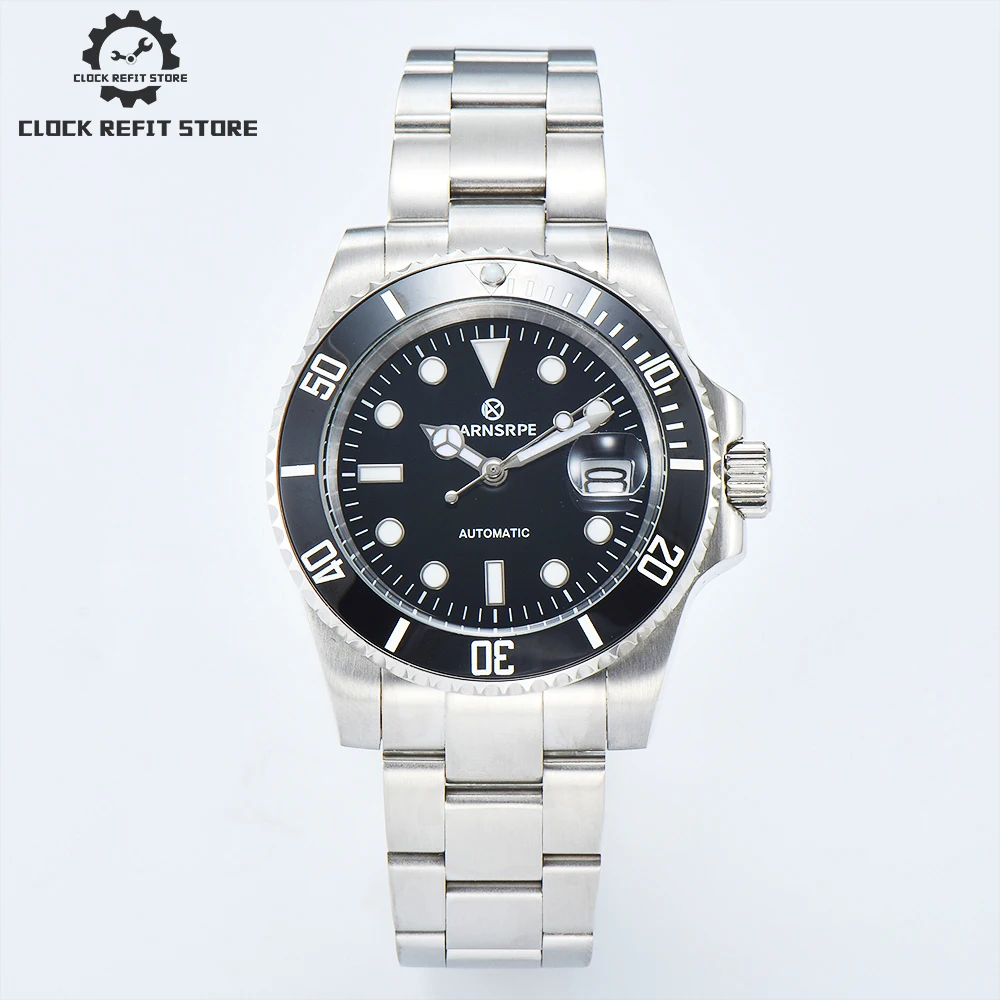 Luxury 40mm black dial waterproof men's watch screw crown automatic mechanical watch oyster strap