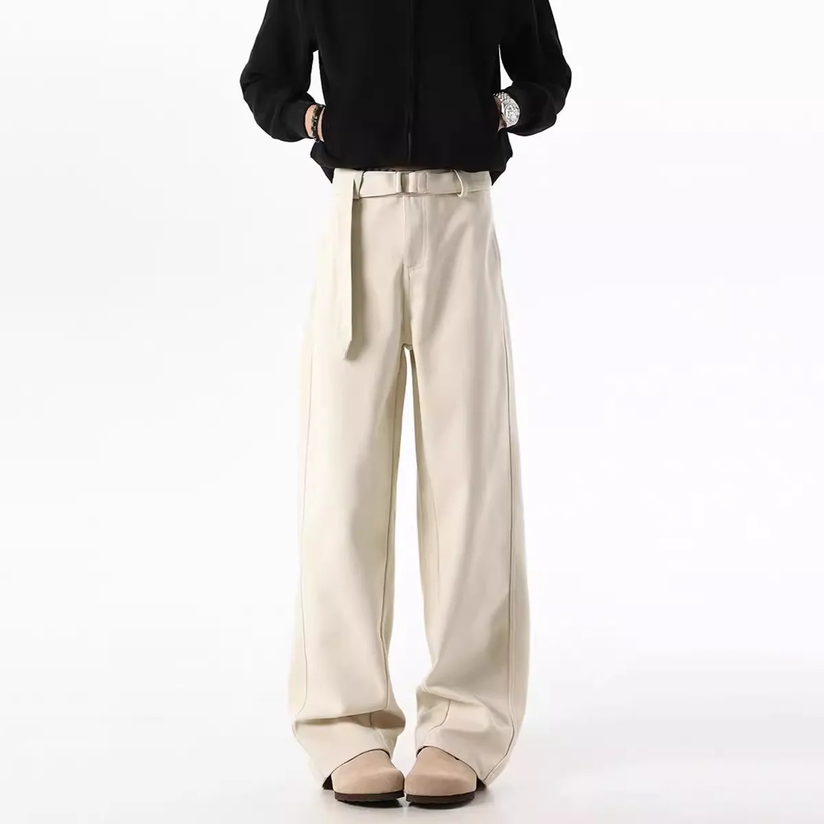 American Pants for Boys in Autumn Winter Solid Straight Loose Scimitar Wide-leg Trendy Brand Casual