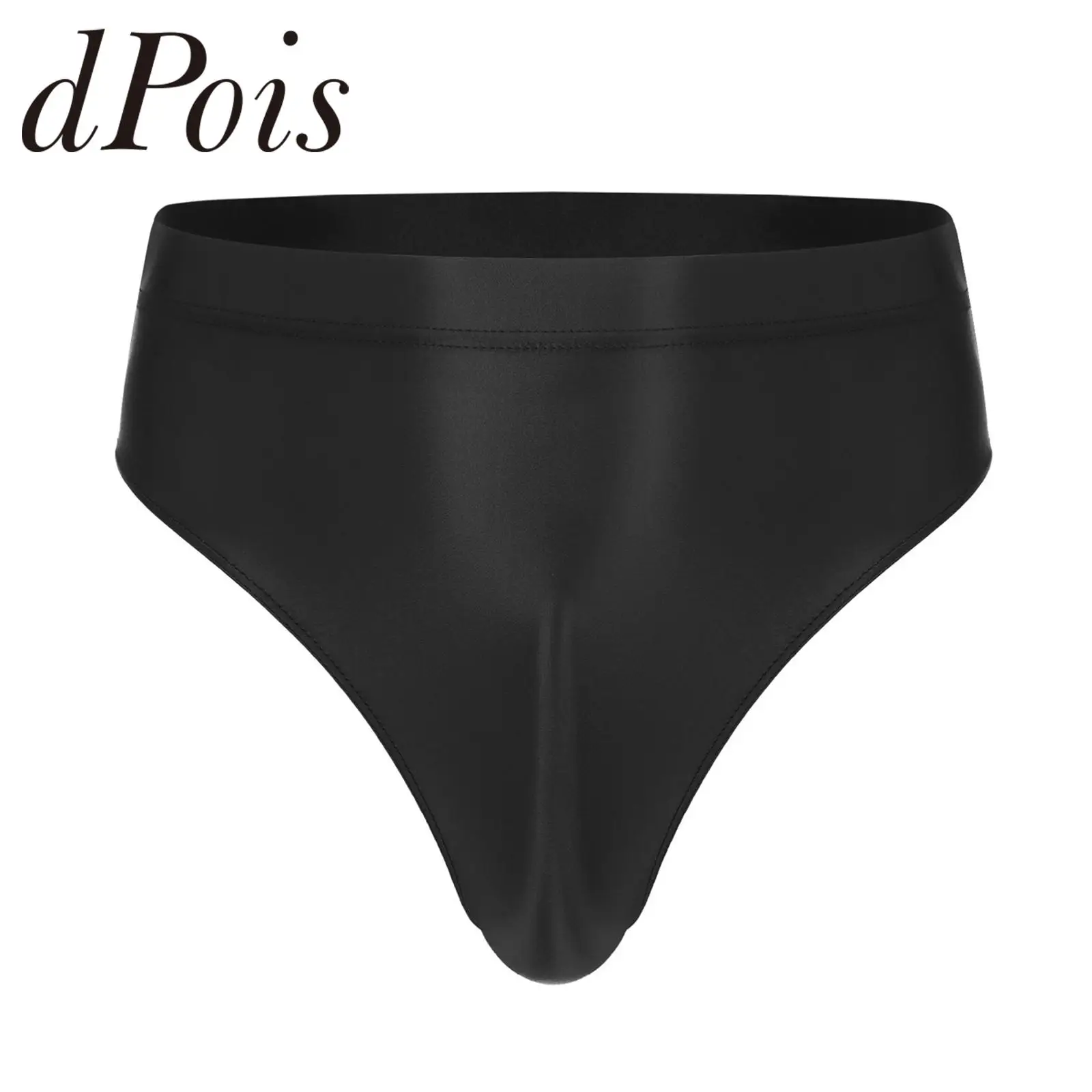 

Swimwear Mens Swimsuit Mens Glossy Panties High Waist Thong Bulge Pouch Briefs Elastic Waistband Underpants Underwear Swimming