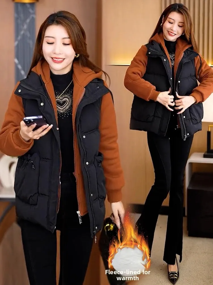 

Women's Thiened down Cotton Jaet Winter Coat Loose Fit Faionable Splicing Fce Lined Outerwear Commute Sle