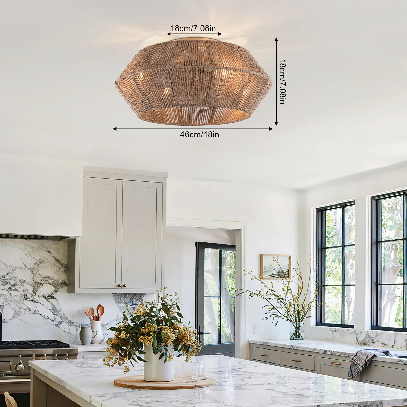 مروحة سقف حديثة على شكل قفص الروطان بتصميم بوهو مع جهاز تحكم عن بعد 6 سرعات #6