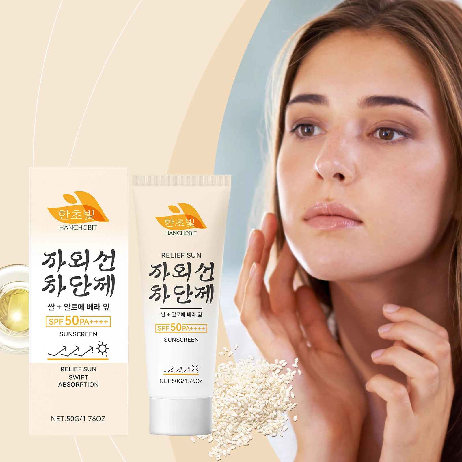 

HANCHOBIT Rice Moisturizing Protective Cream for Outdoor Protection Refreshing Lightweight Not Thick Moisturizing Sunscreen