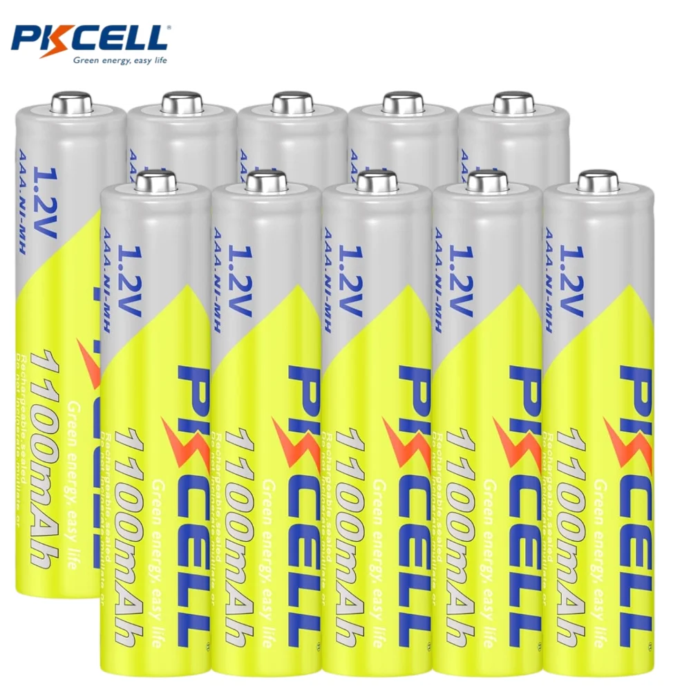 10PC PKCELL 1.2v AAA High Capacity 1100mAh NiMH AAA Battery Nickel-Metal Hydride Rechargeable NiMH Batteries For Remote Controls