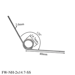 Resorte de torsión de acero inoxidable, 2 uds., 2mm de diámetro de alambre, 120 grados, 40mm de longitud de pierna, accesorios mecánicos, resorte de torsión