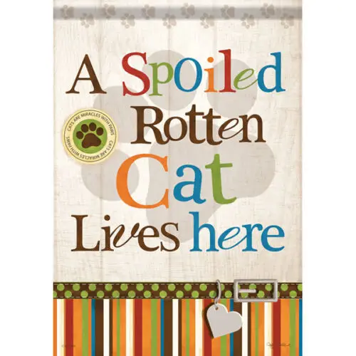 A Spoiled Rotten Cat Lives Here Decorative Flag