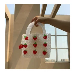 Beaded DIY Hand-woven Strawberry Cute Luxury Transparent Purses and Handbags for Women Bolsa Feminina Designer Jelly 2023 Summer