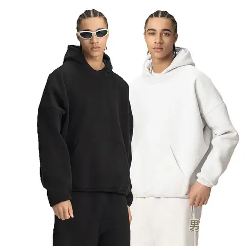 MAQVOB Fri frakt Högsta kvalitet EU US storlek 400g tung dubbla lager överdimensionerad boxig huvtröja med nedsänkta axelband, unisex huvtröja 10 best sales huvtröja med boxig passform - №9