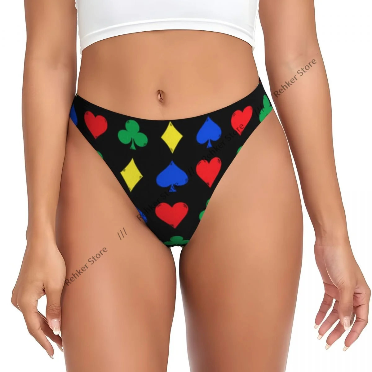 Sexy G-string Thongs Women Panties Colorful Card Suits Poker Pattern Underwear Lingerie Tanga