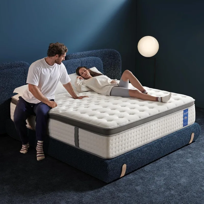 Queen Size Mattress, 14 Inch Hybrid In A Box, Gel Memory Foam Individually Wrapped Pocket Coils Innerspring Pressure Relief
