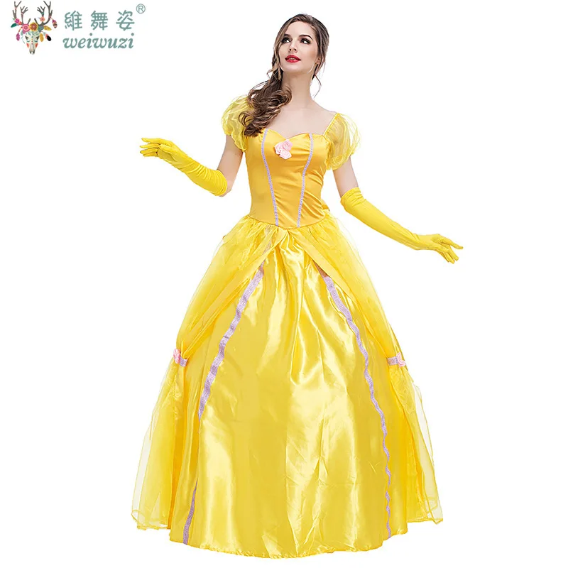 Belle la Belle et la bête robe longue jaune Costume d'halloween Belle robe de princesse mascarade carnaval adulte Belle rôles Costume