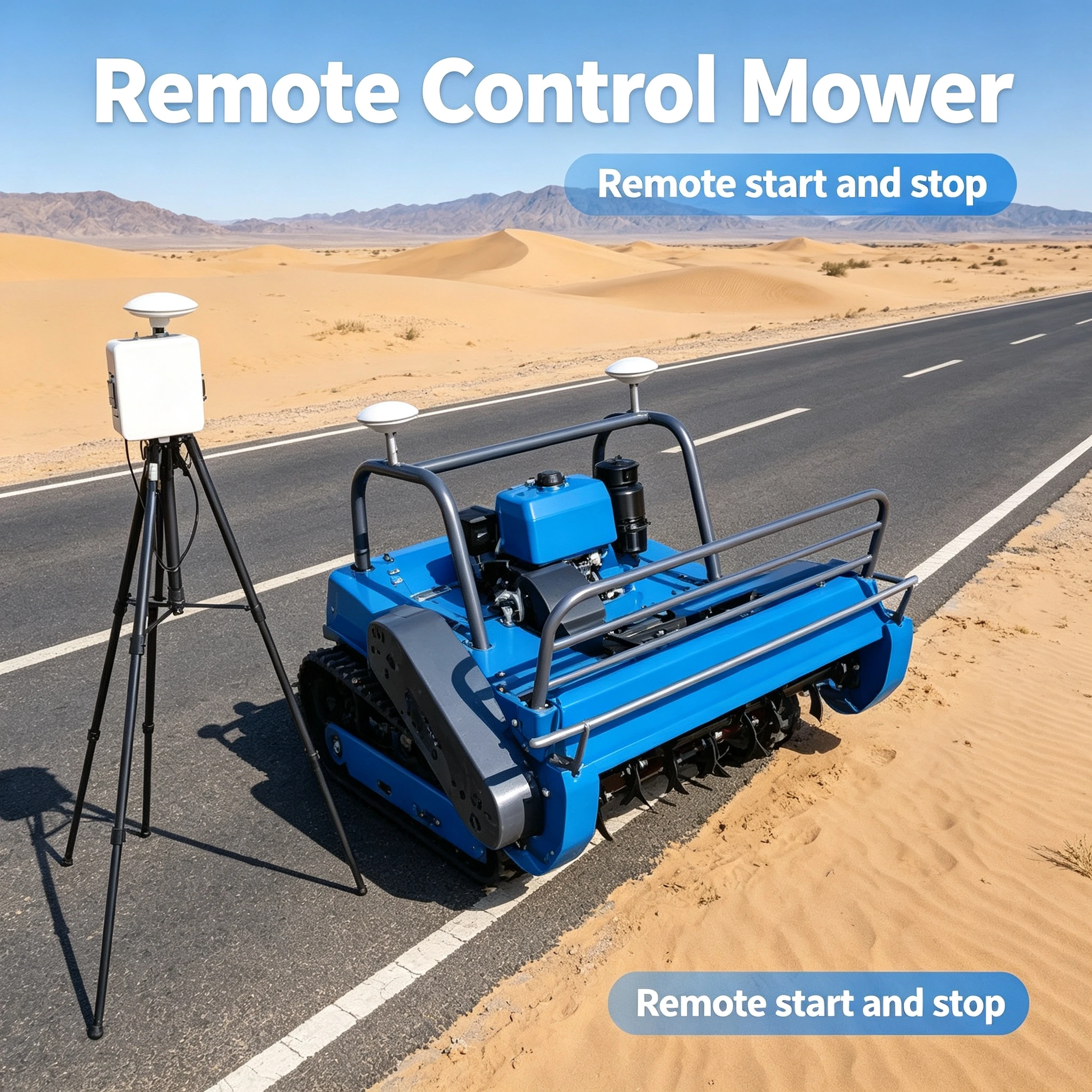 Customized Tracked Electric Remote Control Lawn Mower Cordless Rechargeable Grass Cutter for Garden Park Green Belt
