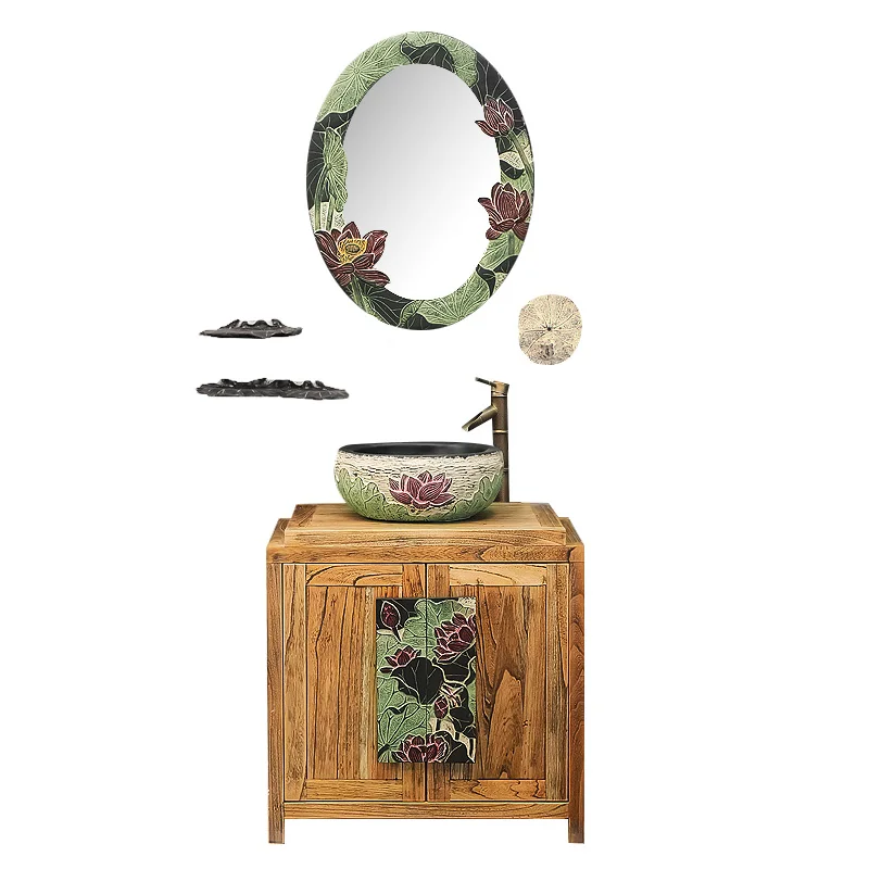 

Chinese bathroom cabinet combination balcony washbasin cabinet combination hand washing integrated basin