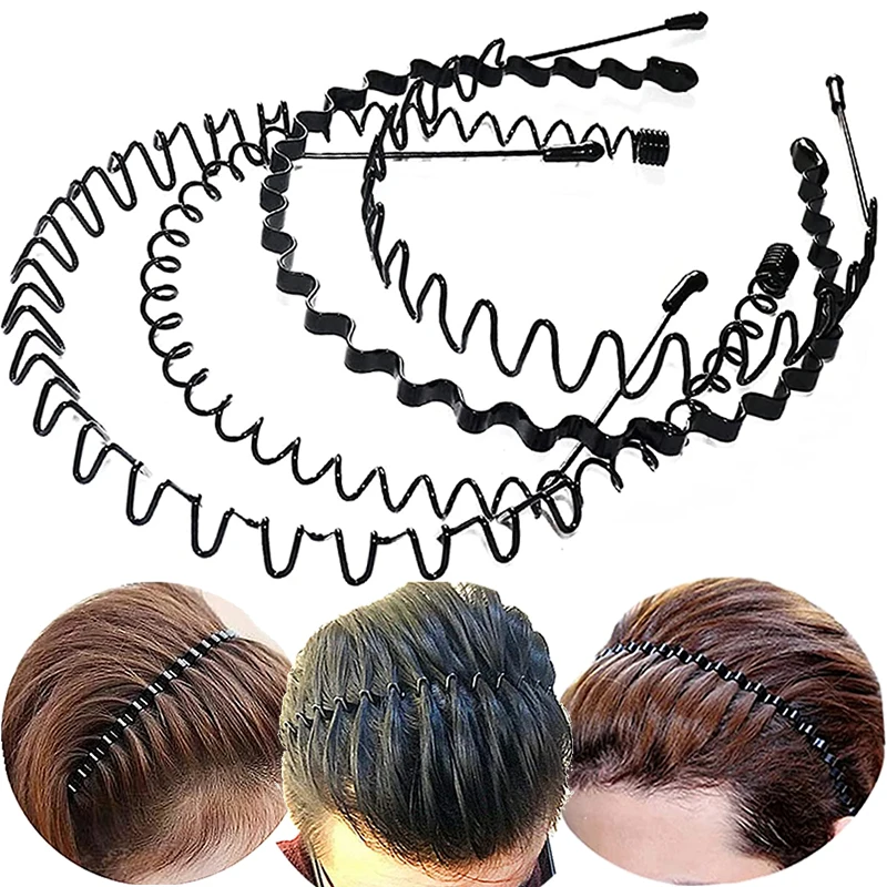 12 Styles Unisex Men Women Black Metal Wavy Headband Invisible Sports Female Back Non-slip Wave Hairband Bangs Hair Accessories