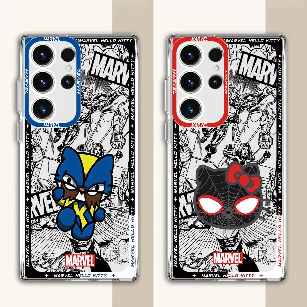 Marvel Spidermans Hello Kitty Phone Case for Samsung Galaxy S21 S22 Plus S10 Note 20 Ultra 10 S23 FE S24 Ultra Cover