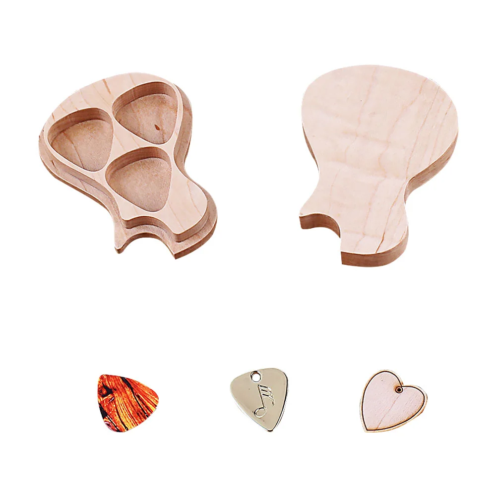 

1 Set Handmade Wooden Guitar Pick Box and Picks for Guitarist Music Lovers Gifts Pick Storage Box Plectrum Box