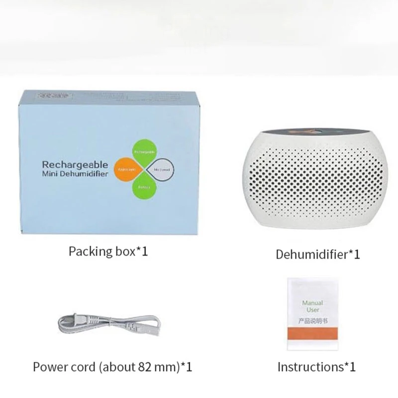 مزيل الرطوبة المنزلي المحمولة القابلة لإعادة الشحن مزيل الرطوبة اللاسلكي المتجدد مجفف هواء امتصاص الرطوبة مزيل رطوبة الهواء المحمول